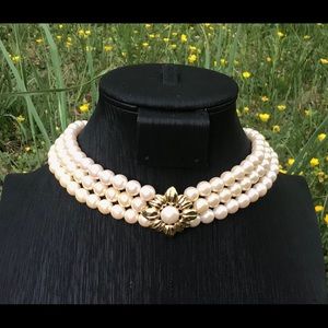 Vintage Three Strand Pearl Choker